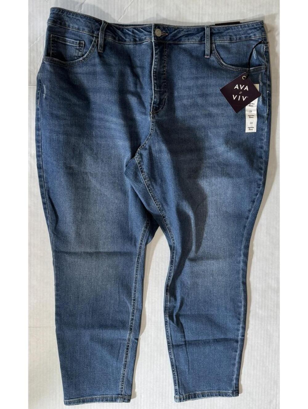 Ava & Viv High Rise Skinny Stretch Blue Jeans Womens Size 24 NEW!! NWT!!